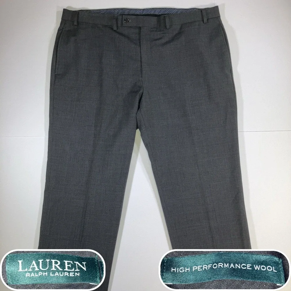 Lauren Ralph Lauren Pants Mens 40x32 Gray Performance Wool Stretch Dress Pants